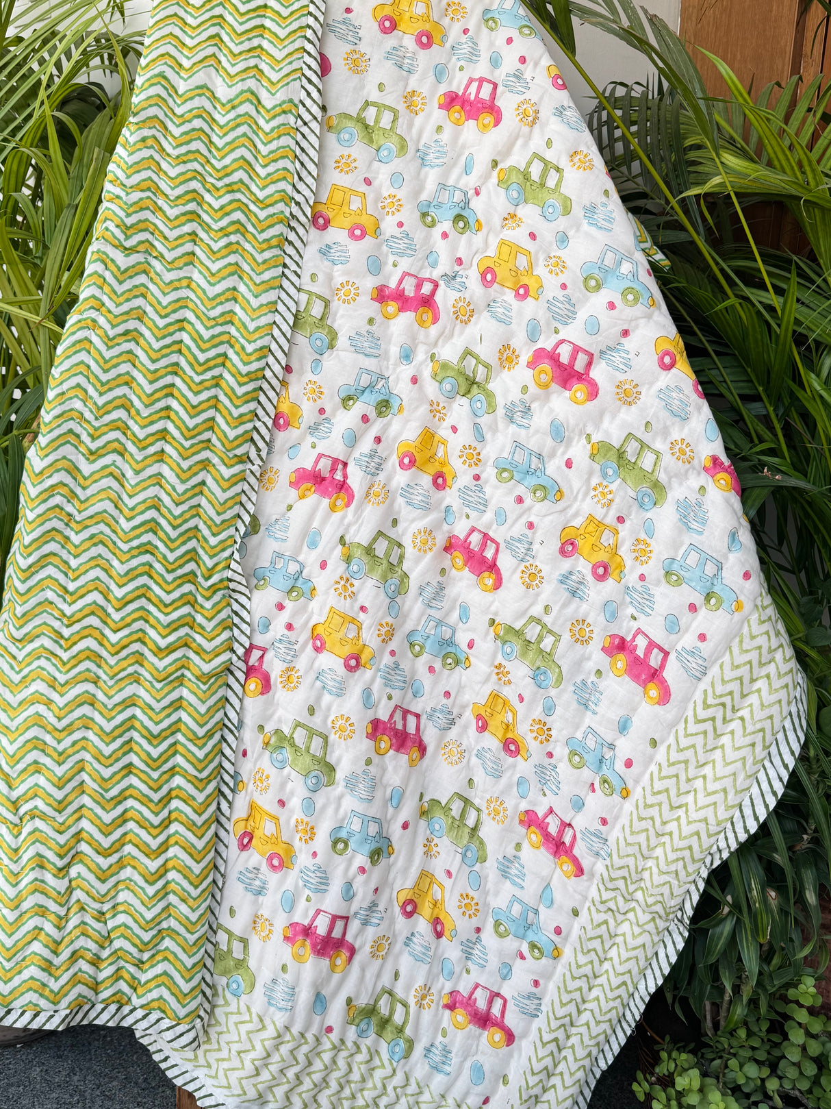 Car Racing Blockprint Kids Quilt