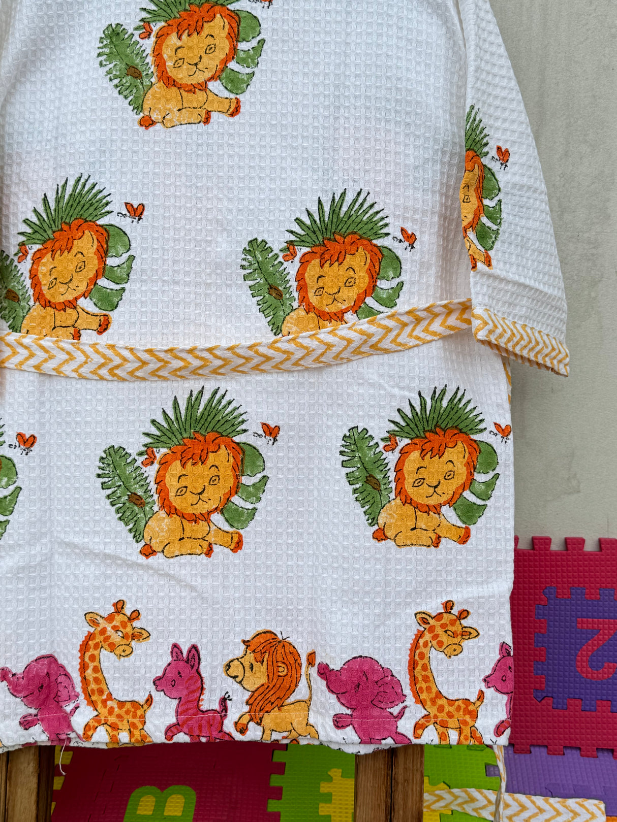 Jungle Friends- Kids Cotton Waffle Bathrobe