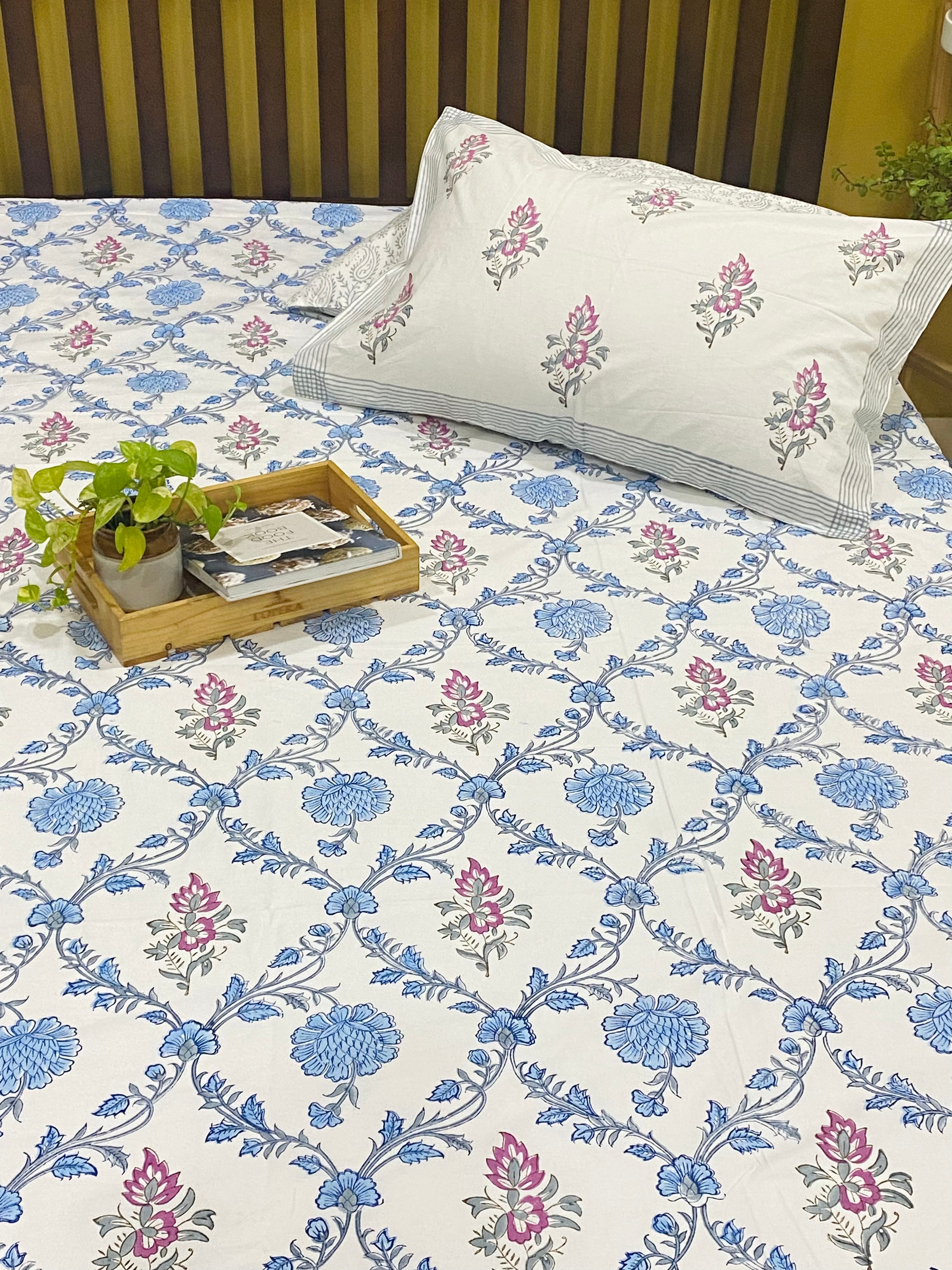Blockprint Cotton Bedsheet -King Size (108*108 inches)