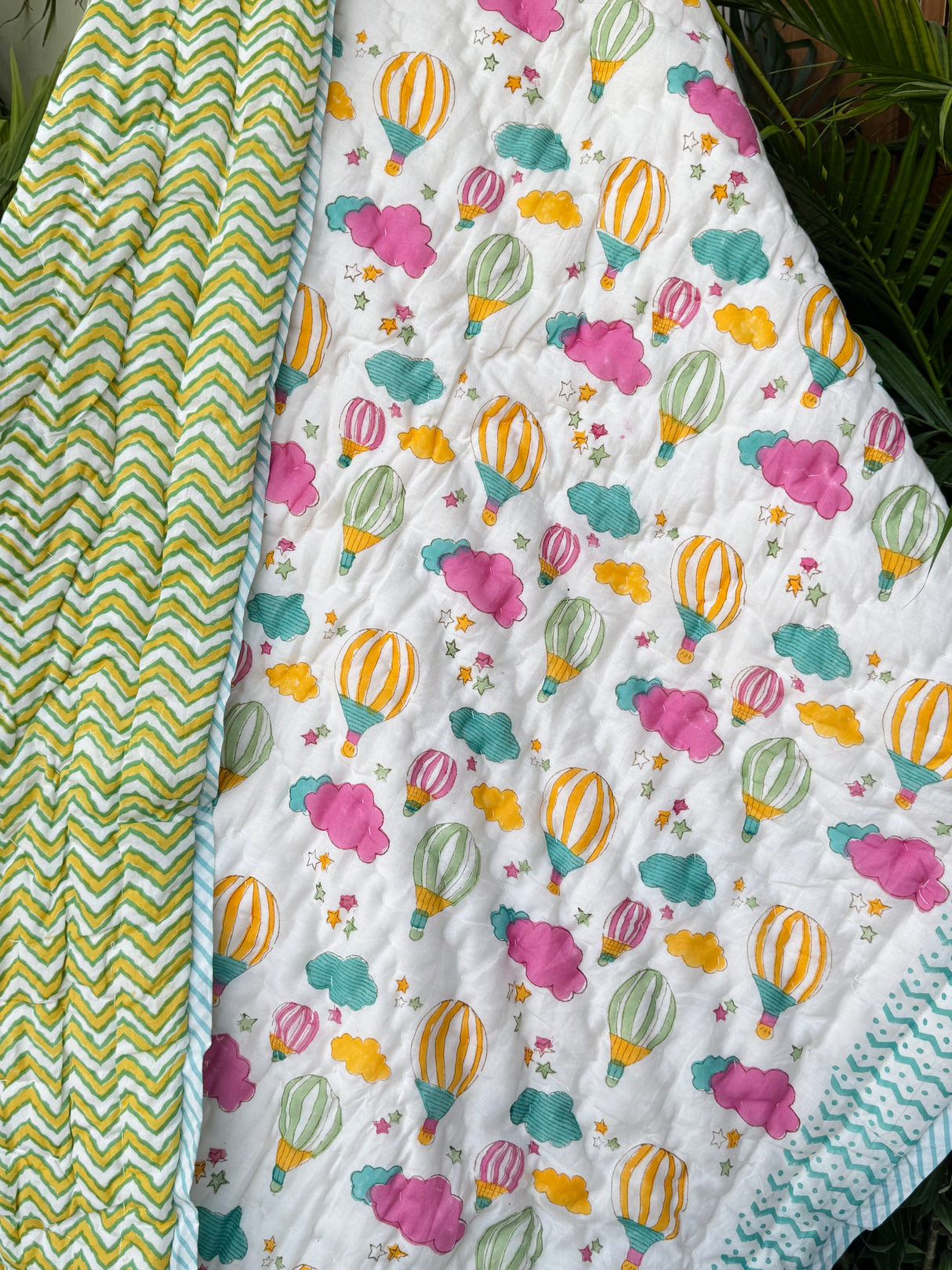 Hot Air Balloon Blockprint Kids Quilt