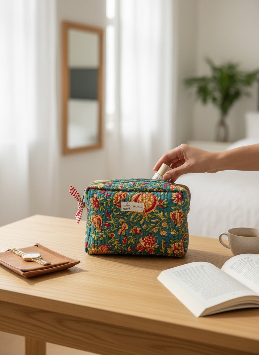 Heritage Garden Cotton Quilted Multipurpose Pouch