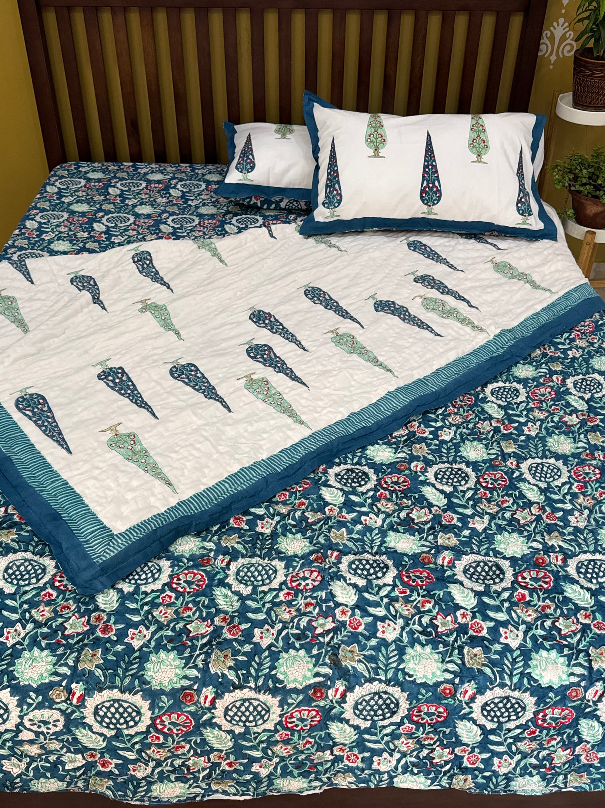 HandBlock Printed Mulmul Reversible Quilt