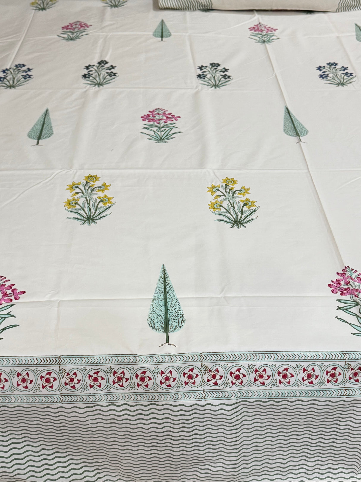 Blockprint Cotton Bedsheet- Light Brown Base Color