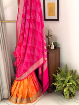 Ombre Handloom Pure Soft Silk Bandhani Saree