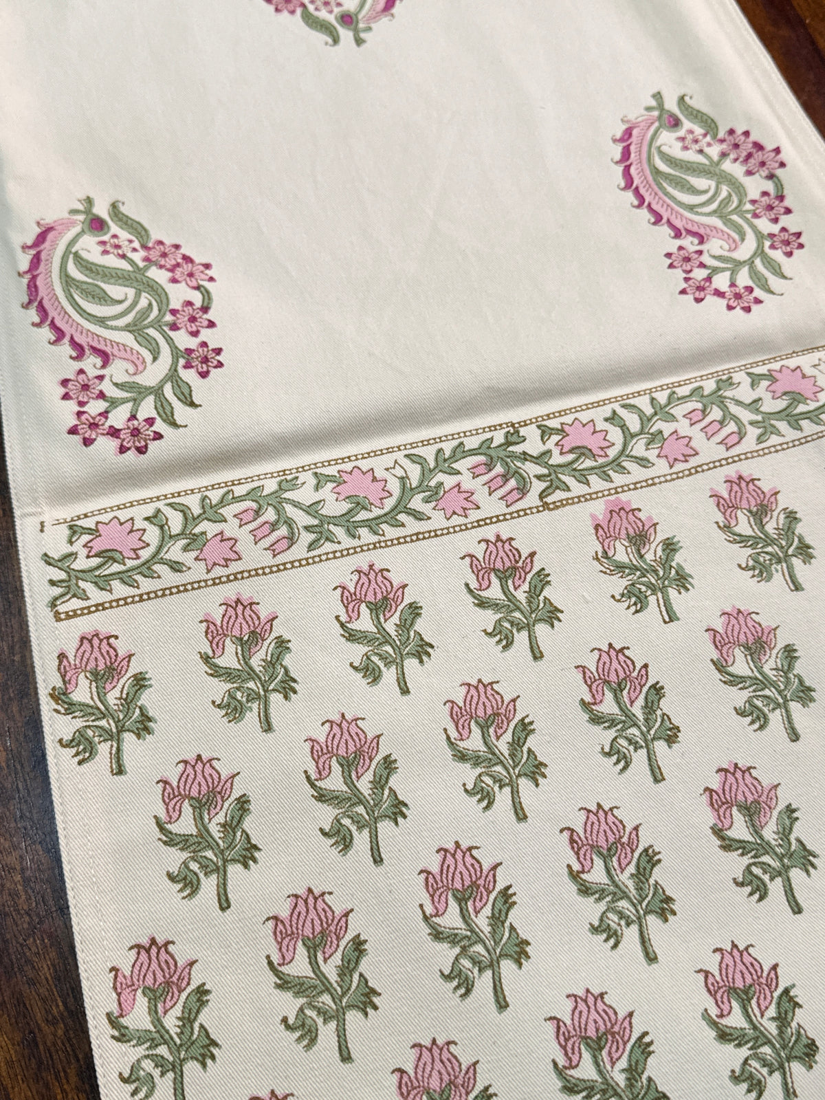 Elegant Blockprint Cotton Table Runner