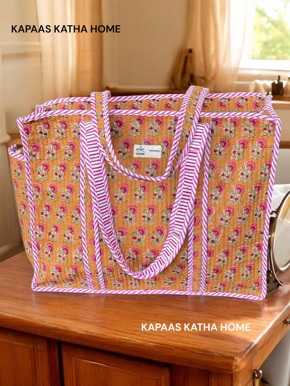 Mustard Beauty Tote Bag (with Zip Closure)