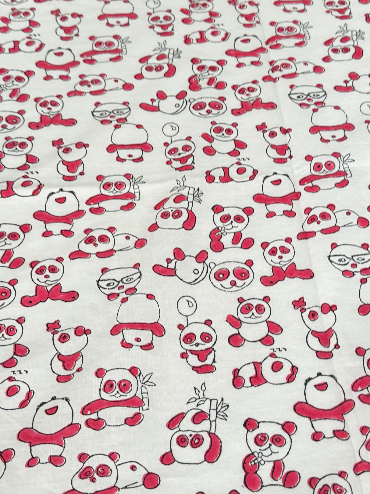 Pink Panda Handblock Printed Kids Cotton Bedsheet