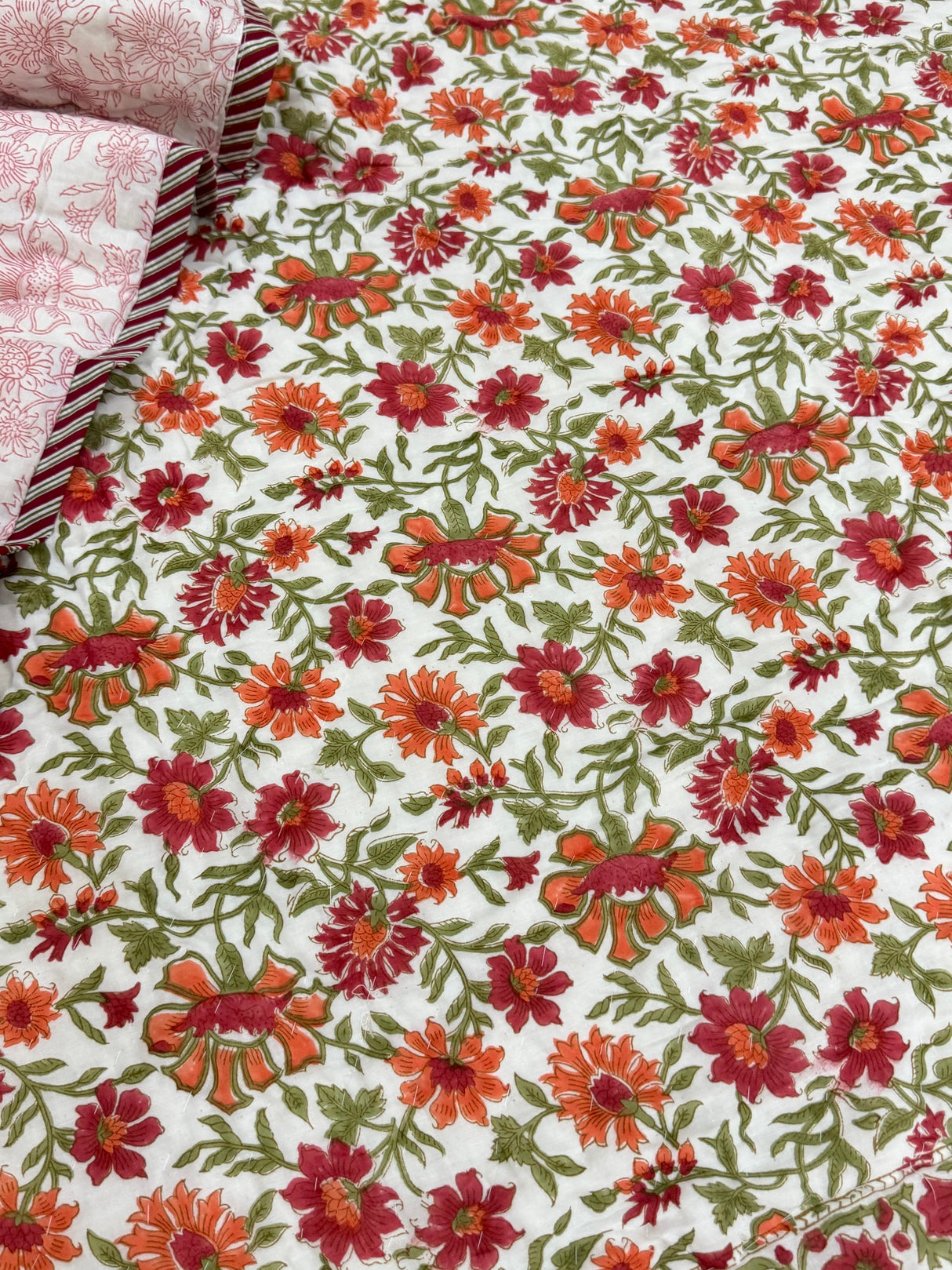 Blockprint Mulmul Reversible Quilt