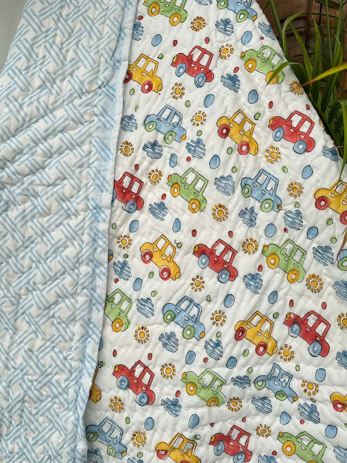 Cute Cars Blockprint Kids Quilt