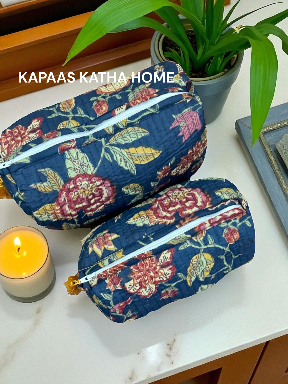 Fancy Blue Set of 2 Pouches (medium and small)