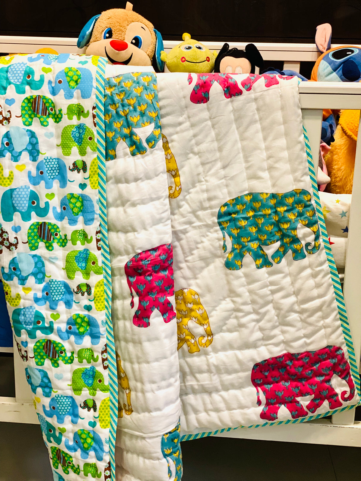 Elephant Blockprint Kids Quilt