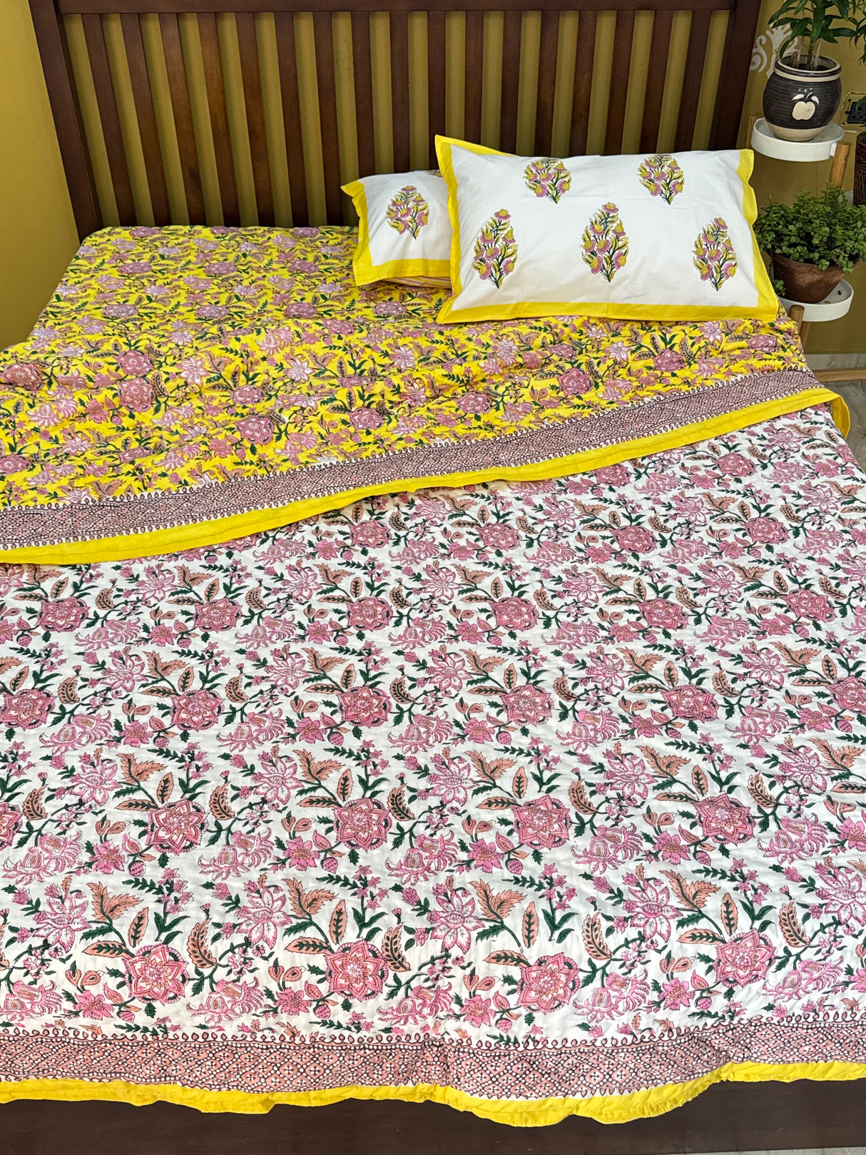 HandBlock Printed Mulmul Reversible Quilt