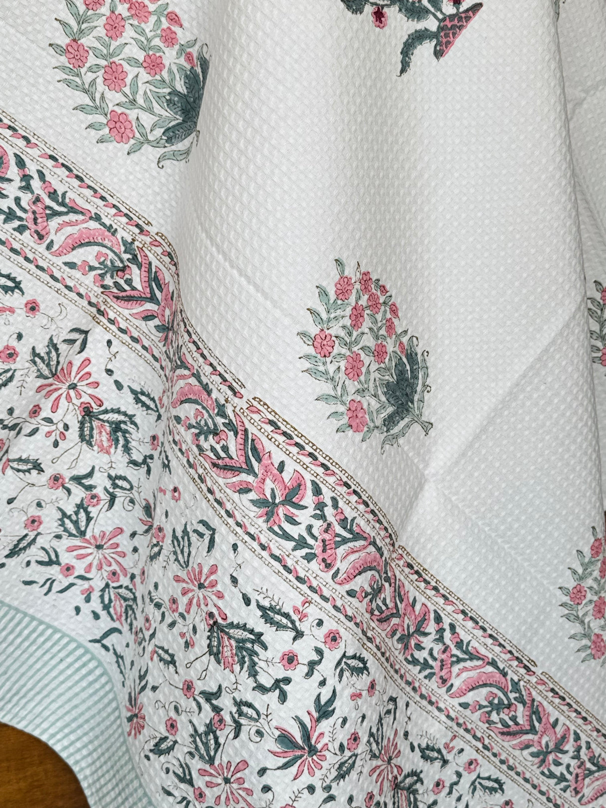 Stylish Floral Blockprint Cotton Towel – Waffle Weave