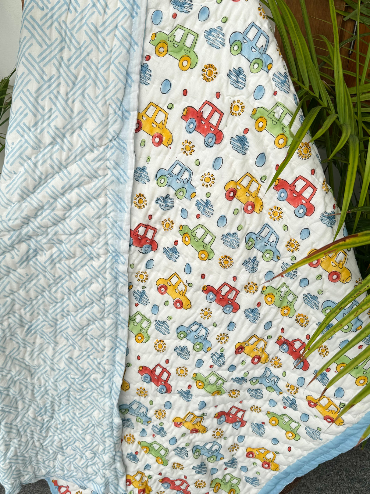 Cute Cars Blockprint Kids Quilt