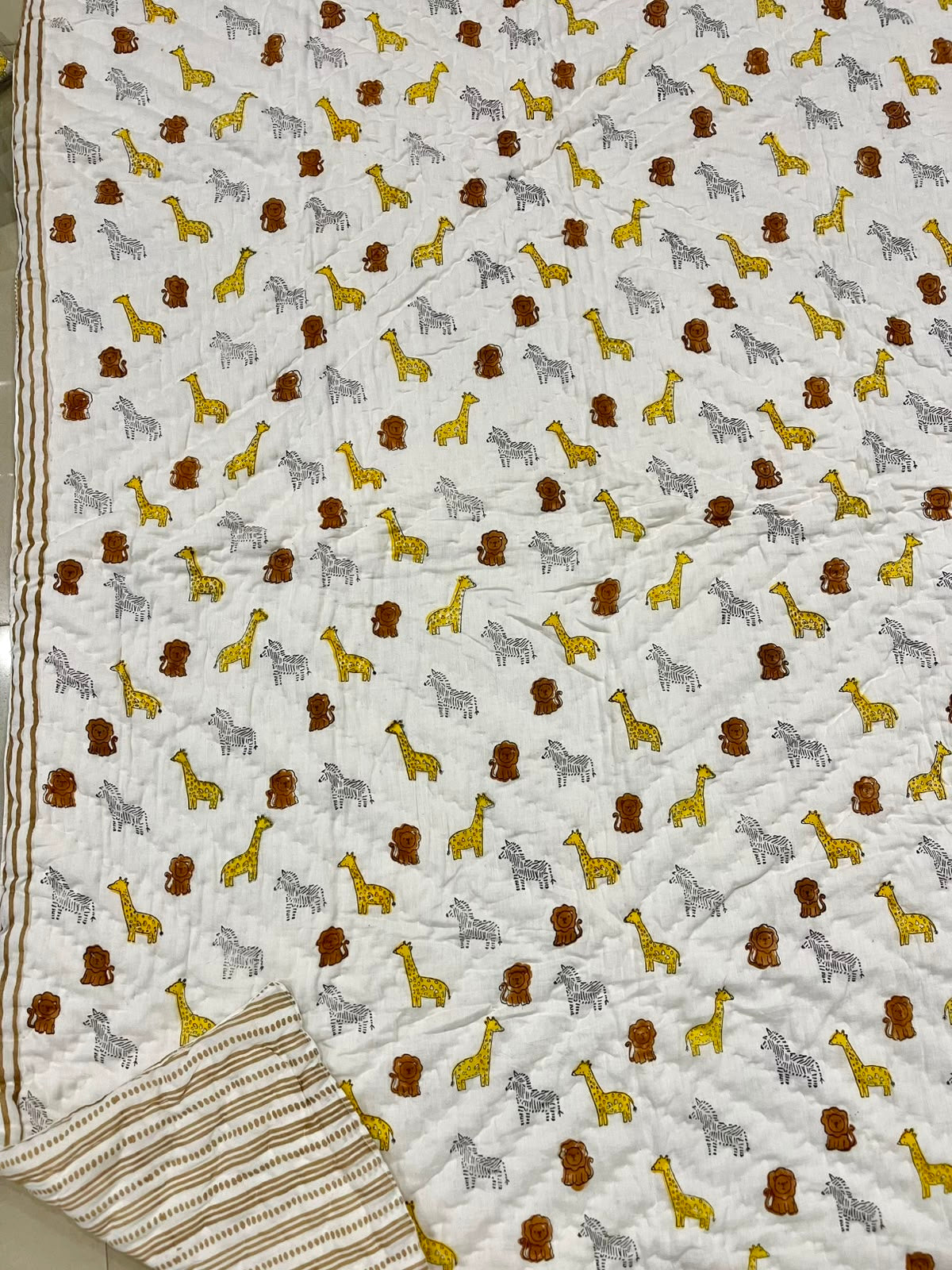 Yellow Giraffe & Lion – Layered Kids Quilt Blanket