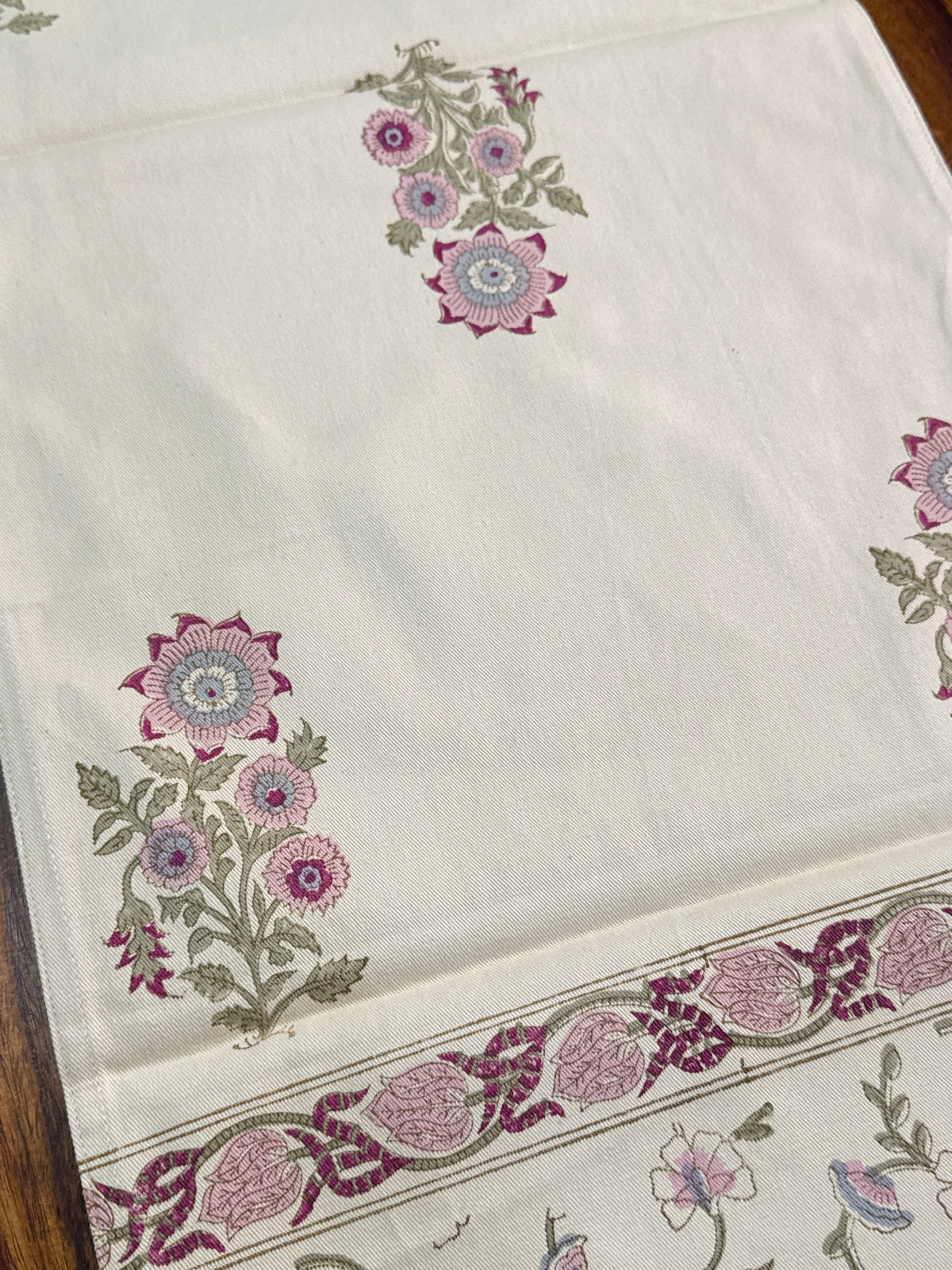 Elegant Blockprint Cotton Table Runner