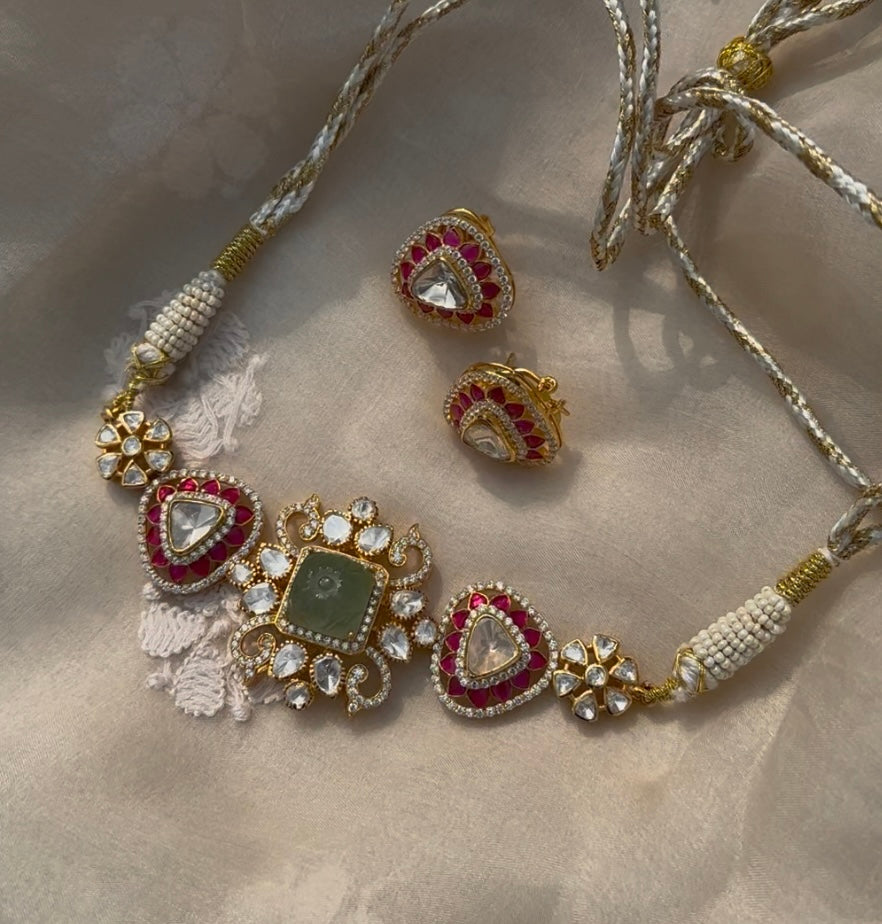 Exquisite 92.5 Silver Choker Rajmukut — inspired by regal crowns and royal splendor