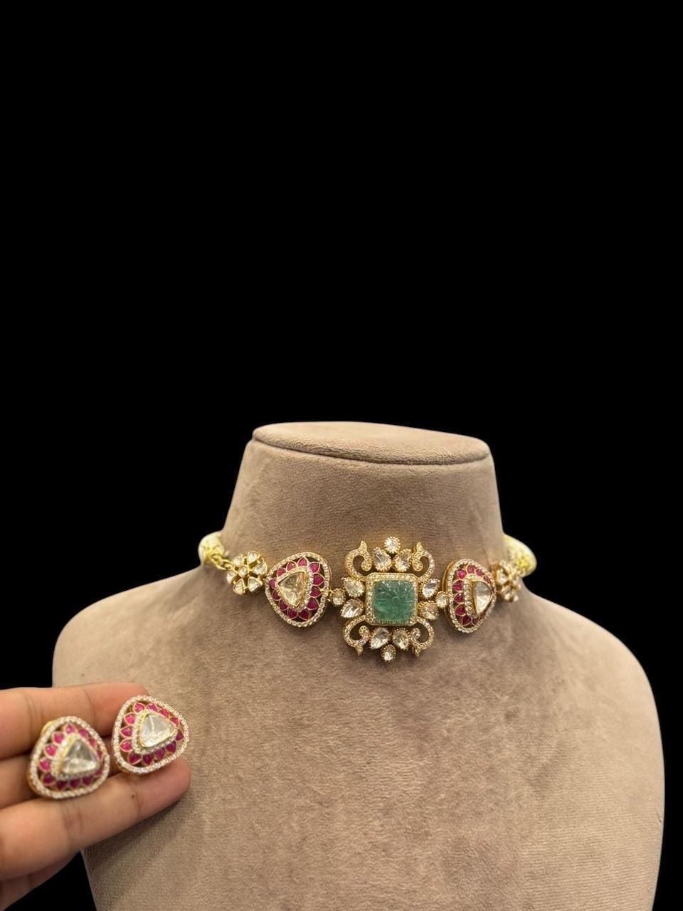 Exquisite 92.5 Silver Choker Rajmukut — inspired by regal crowns and royal splendor