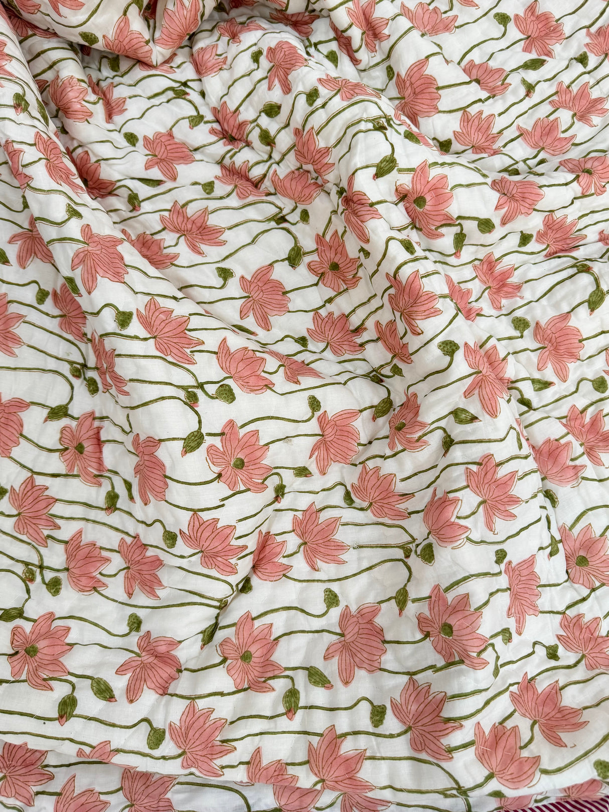 Blockprint Mulmul Reversible Quilt