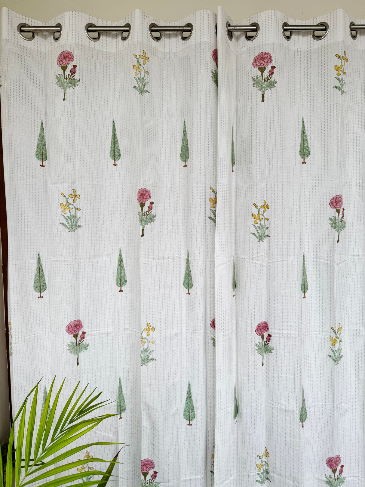 Charming Motifs Blockprint Cotton Curtain