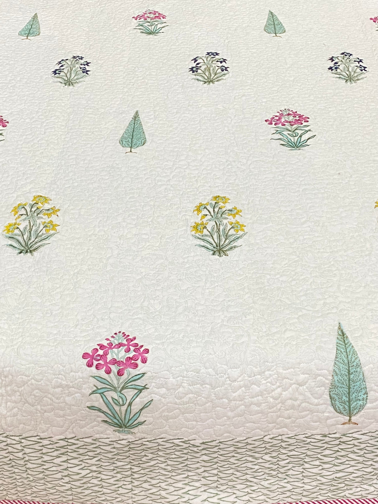 KING Size Quilted Blockprint REVERSIBLE Mulmul Bedcover (108*108 inches)