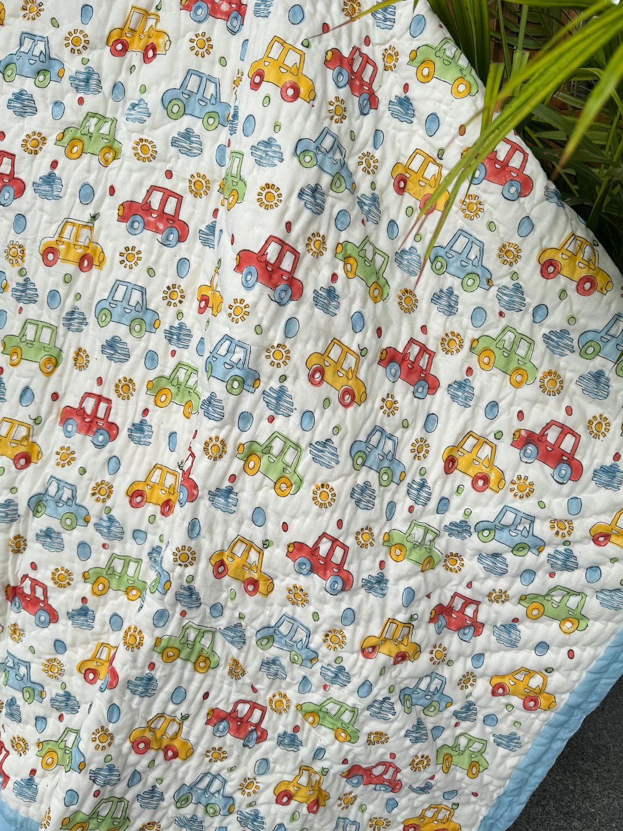 Cute Cars Blockprint Kids Quilt