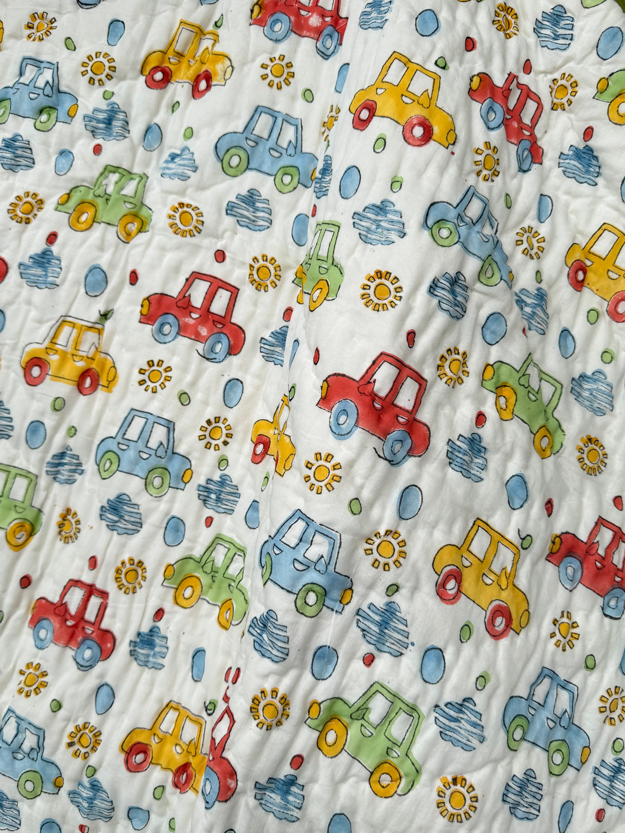 Cute Cars Blockprint Kids Quilt
