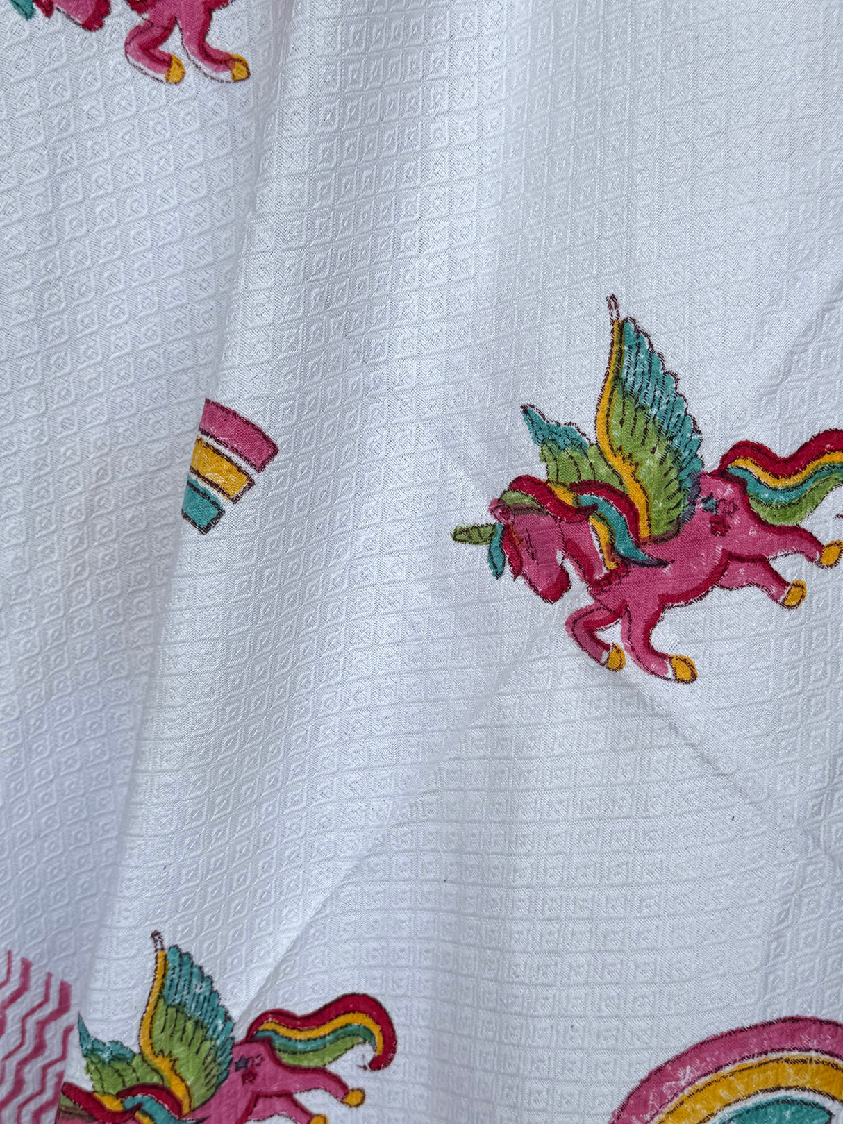 Unicorn Rainbow Blockprint Kids Towel – Cotton Jacquard Weave