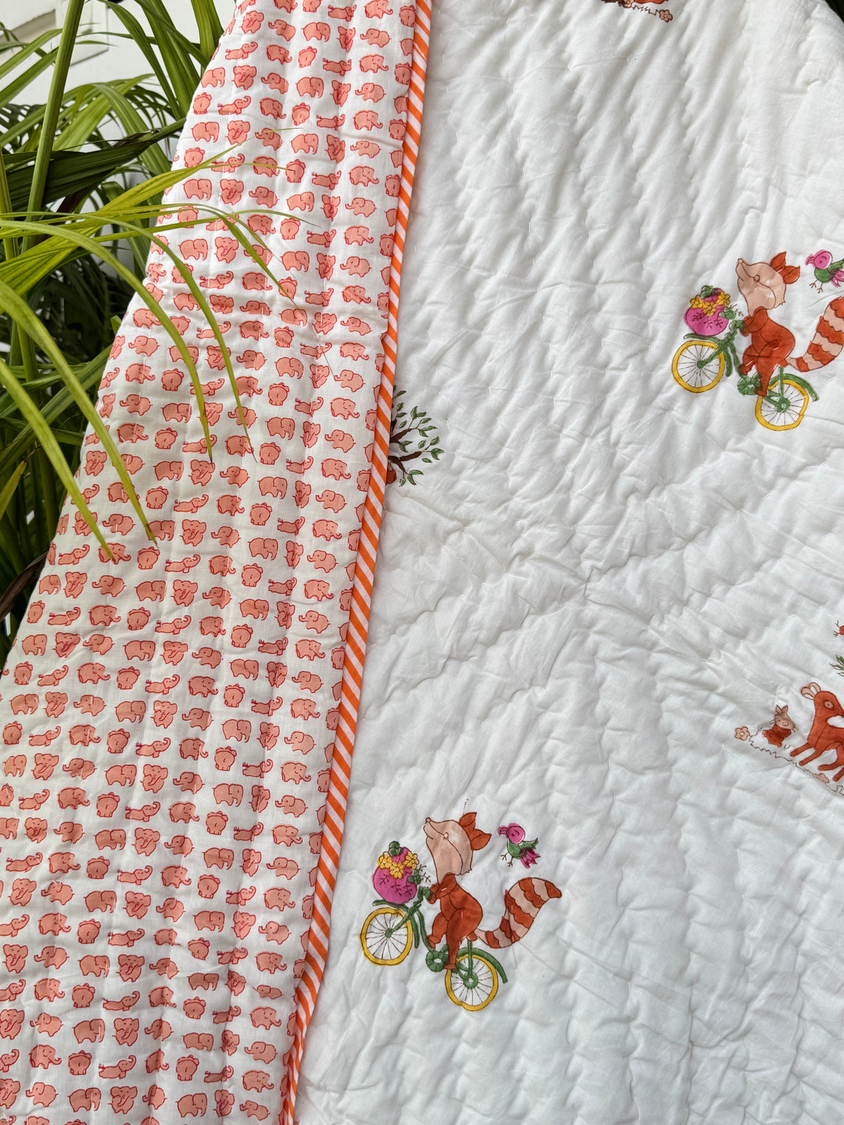 Fox Elephant Kids Quilt Blockprint