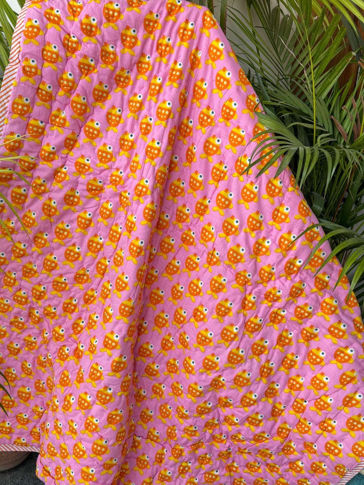 Fish Lion Print Kids Quilt in Soft Cotton