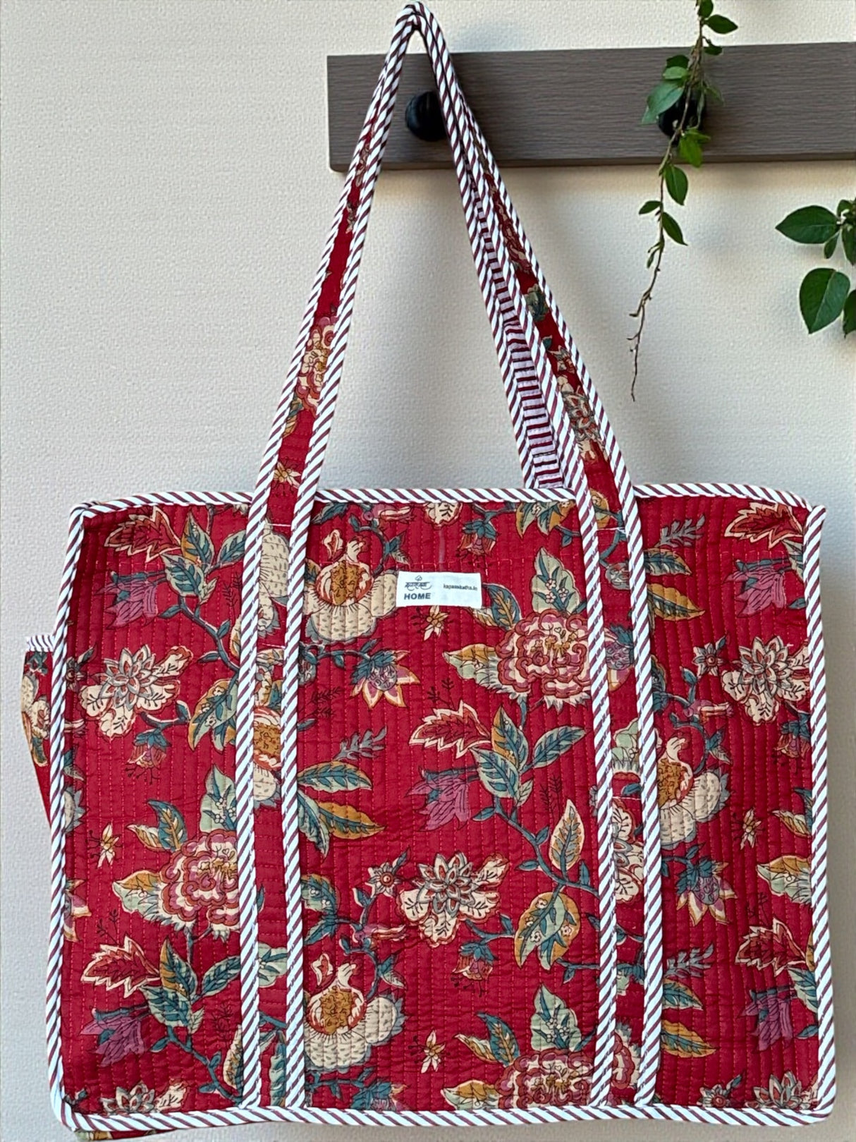 Beautiful Floral Cotton Carryall Handcrafted Tote Bag