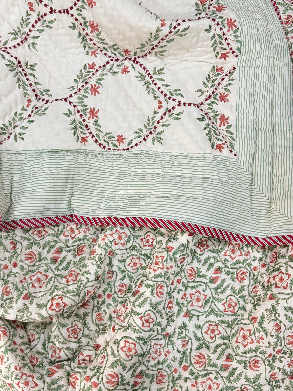 Blockprint Mulmul Reversible Quilt