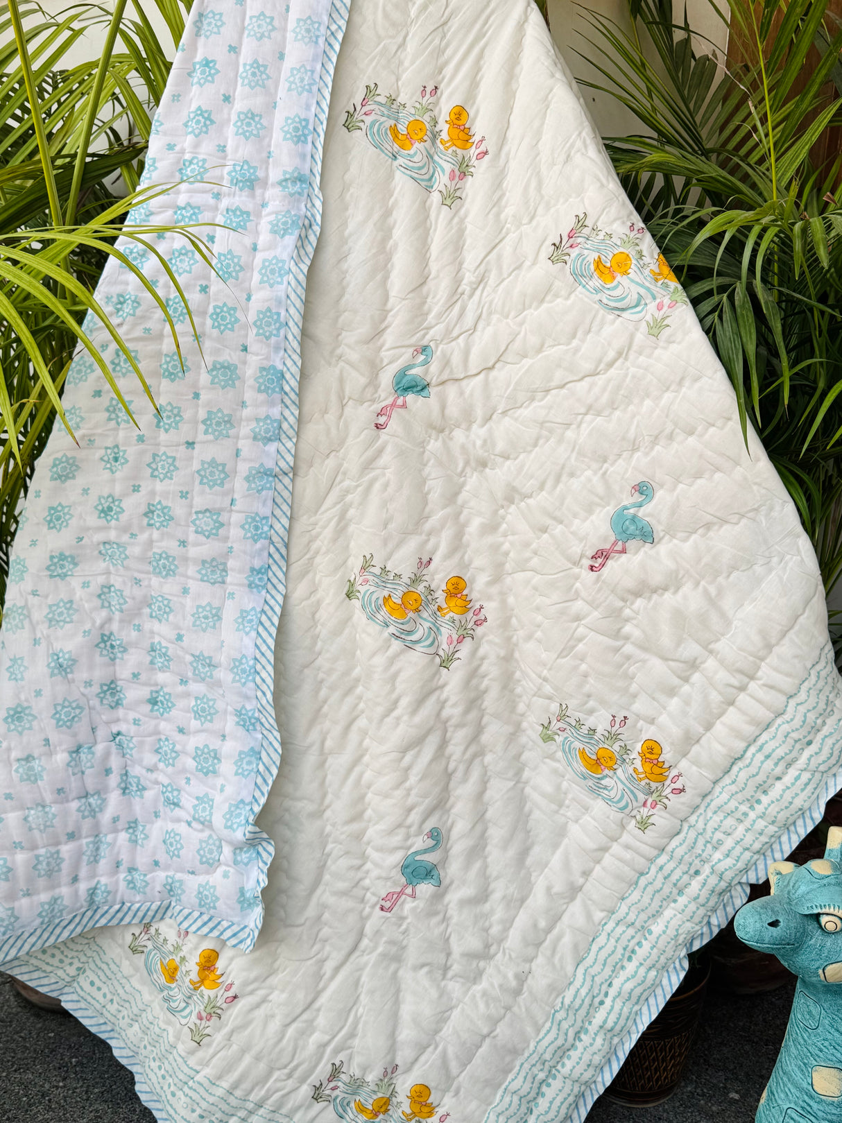 Ducks and Flamingo Kids Quilt