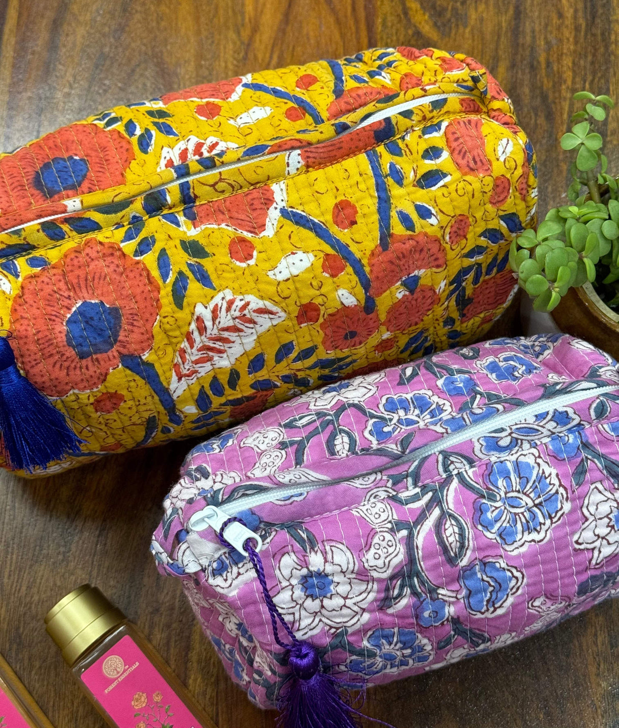 Floral Combo Set of 2 Pouches (medium and small)
