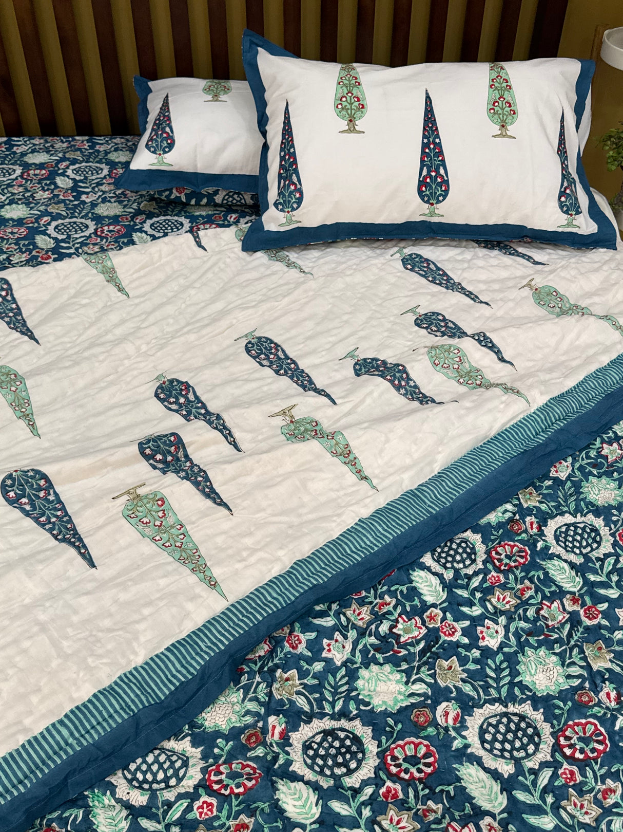 HandBlock Printed Mulmul Reversible Quilt