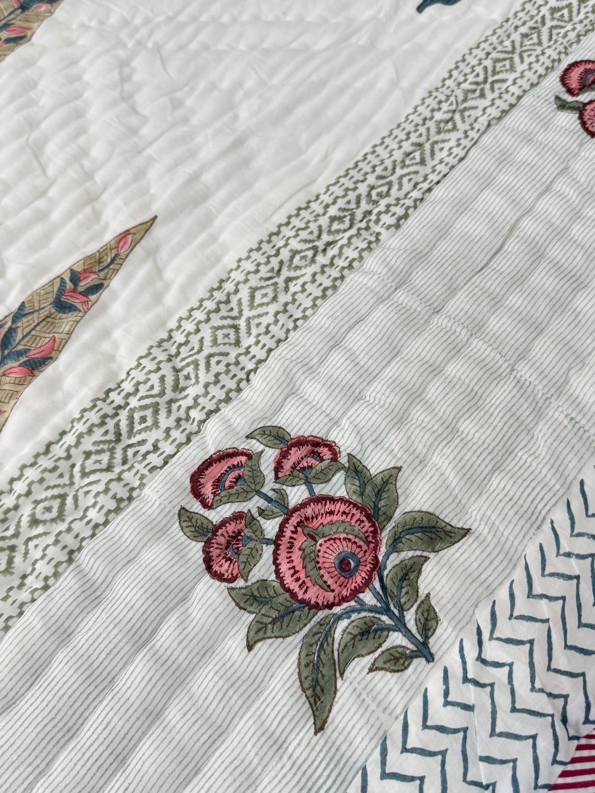 Blockprint Mulmul Reversible Quilt