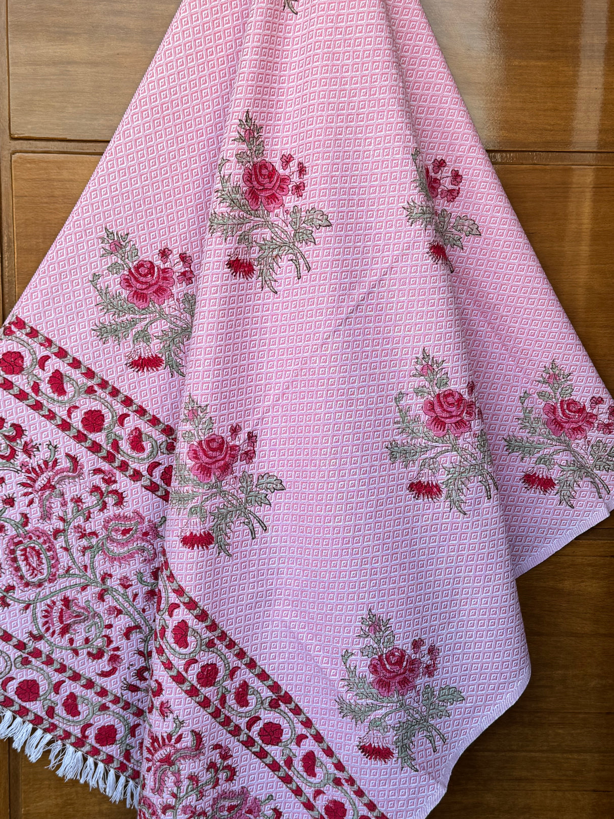 Pink Blockprint Soft Cotton Towel