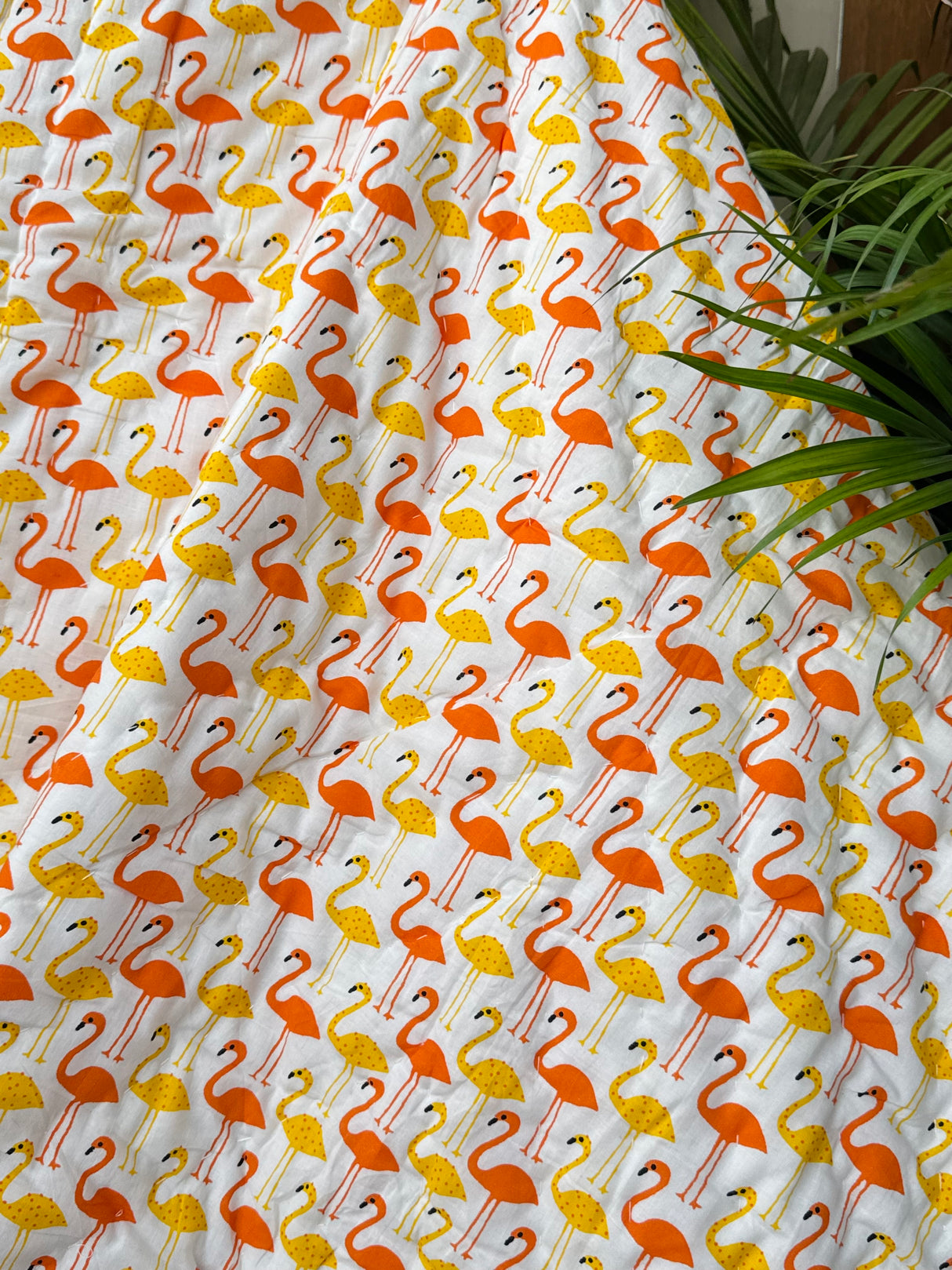 Yellow Orange Flamingo Kids Quilt