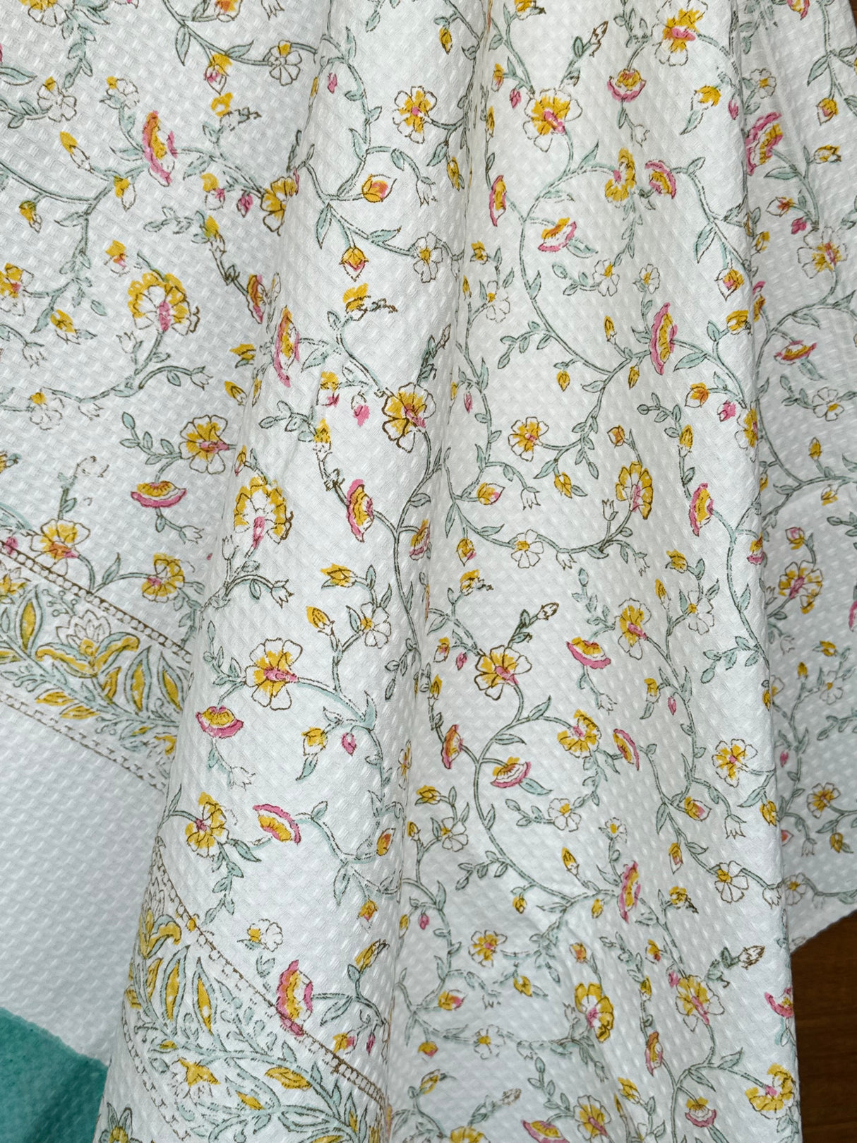 Luxurious Blockprint Cotton Towel- Waffle Weave