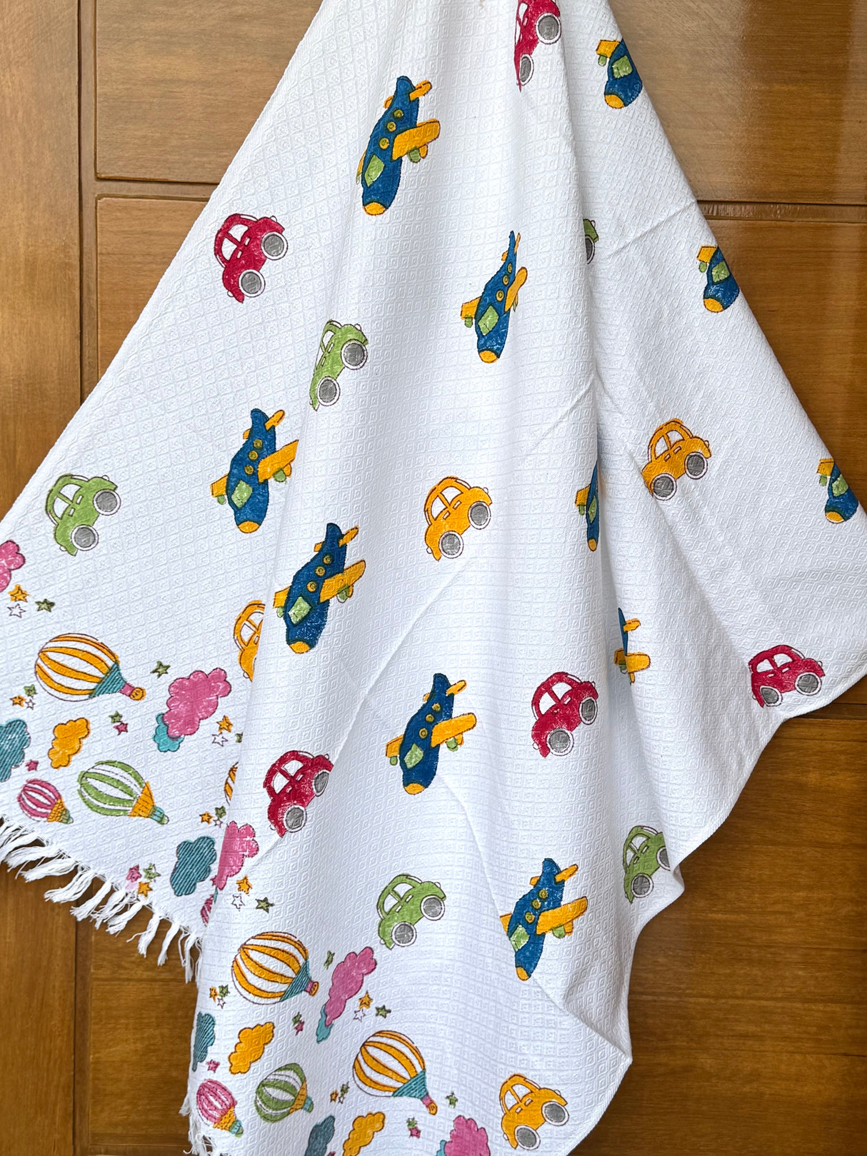 Cars Airplanes Blockprint Kids Towel – Cotton Jacquard Weave