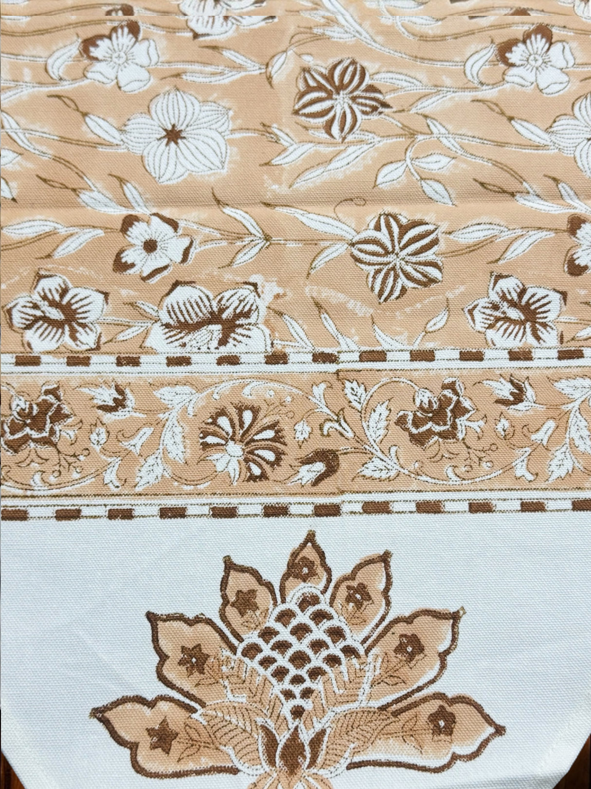 Fancy Floral Blockprint Cotton Table Runner