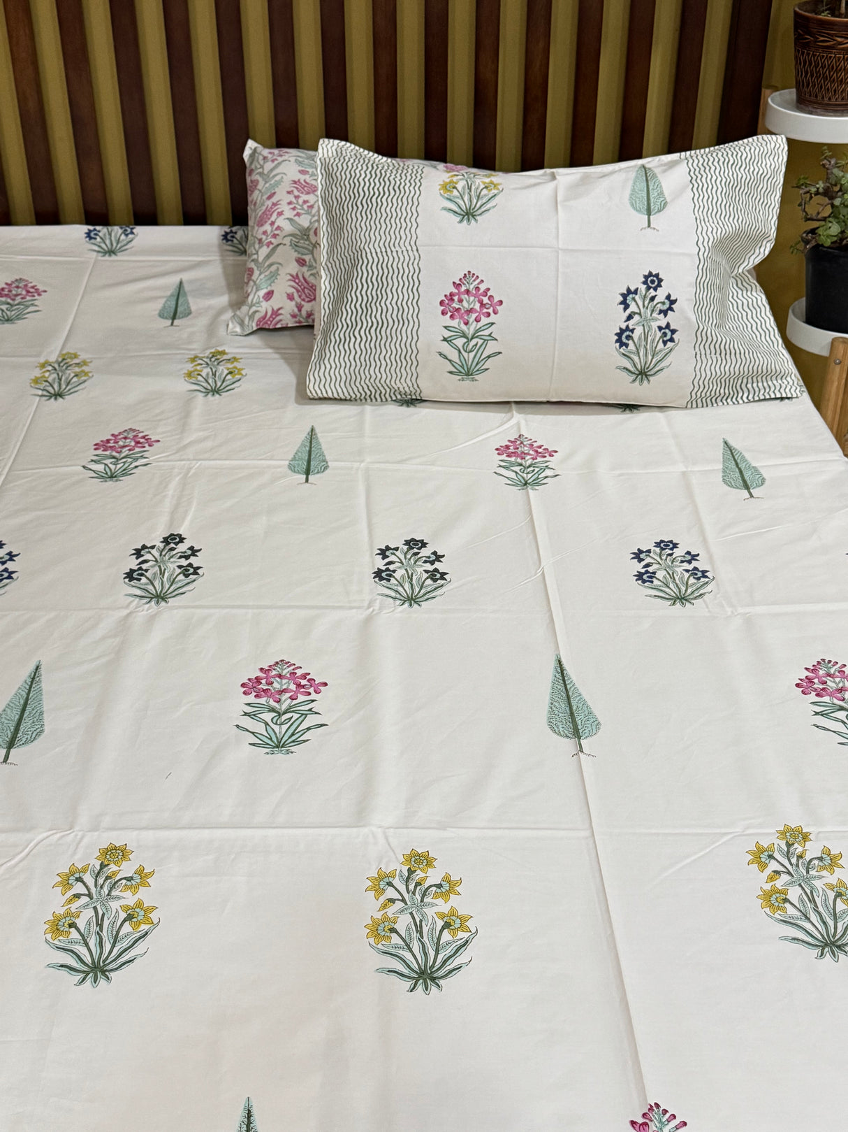 Blockprint Cotton Bedsheet- Light Brown Base Color