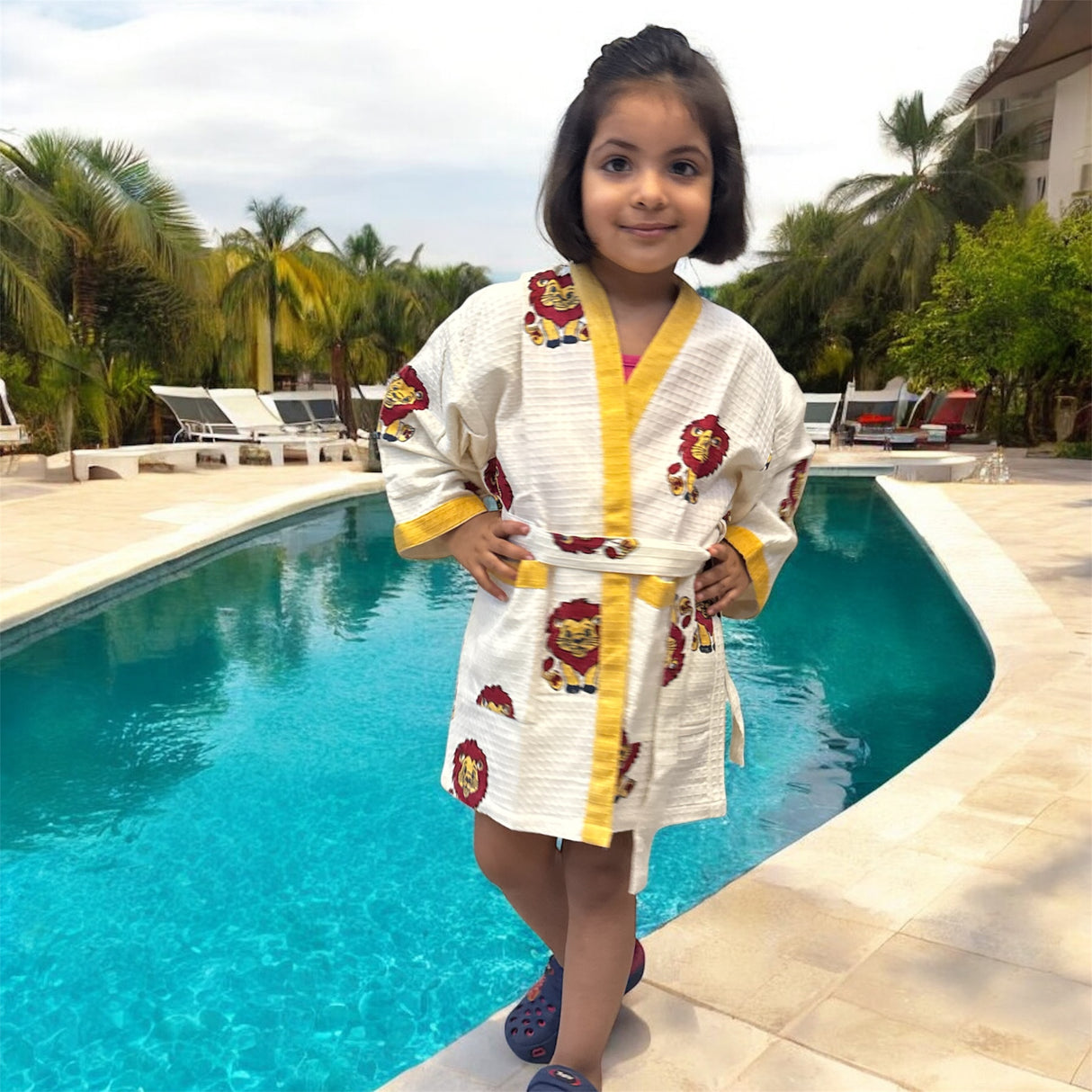 Simba Lion Kids Cotton Waffle Bathrobe