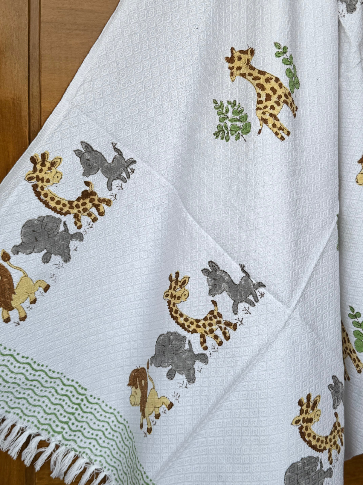 Jungle Animals Blockprint Kids Towel – Cotton Jacquard Weave