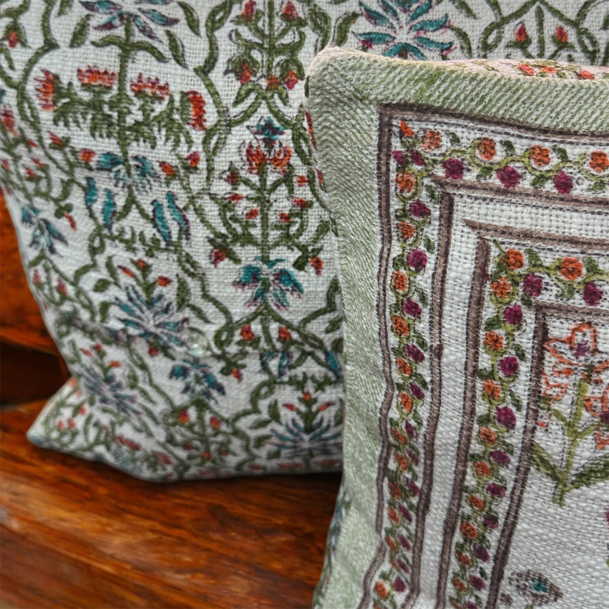 Pair of Handblock Printed Cushion Covers- 16*16 inches
