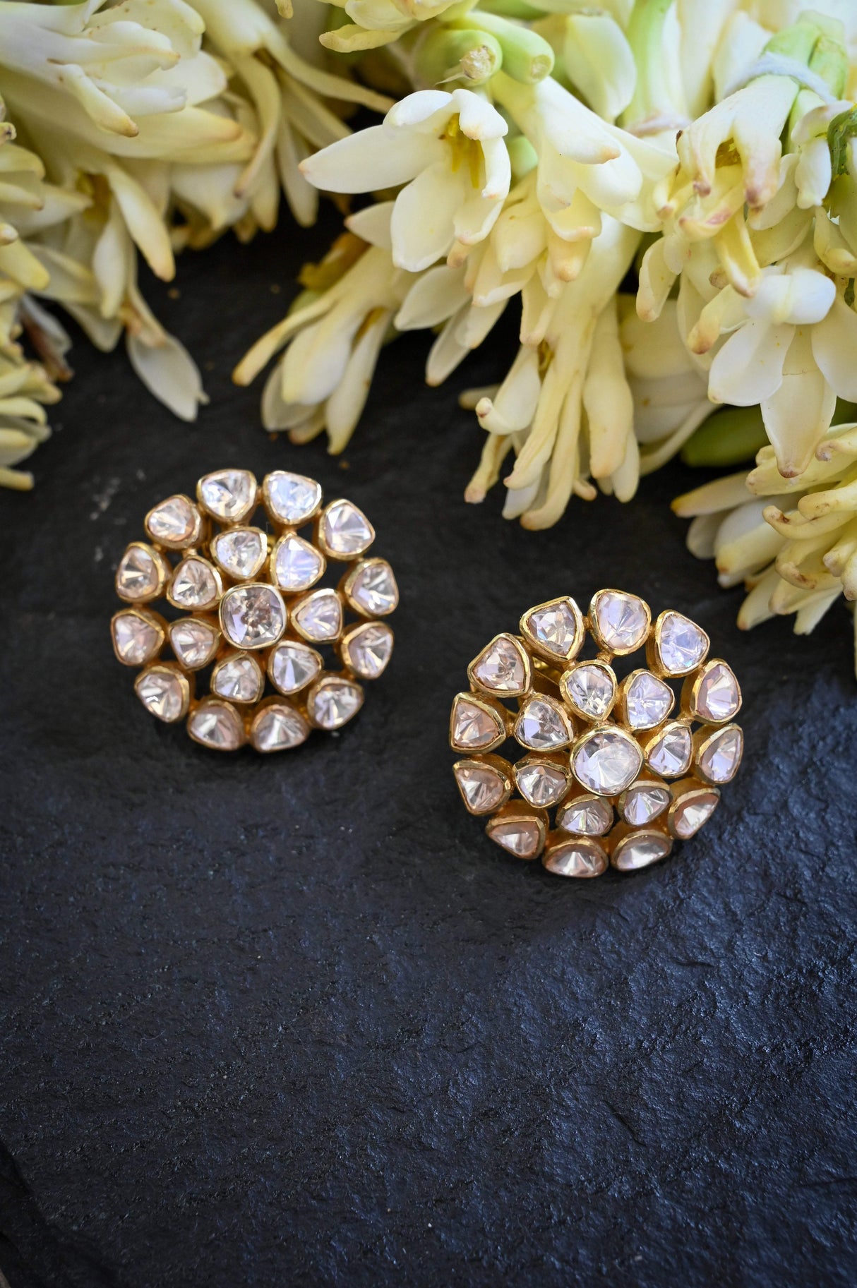 Timeless Handcrafted 92.5 Silver Moissanite Polki Earrings