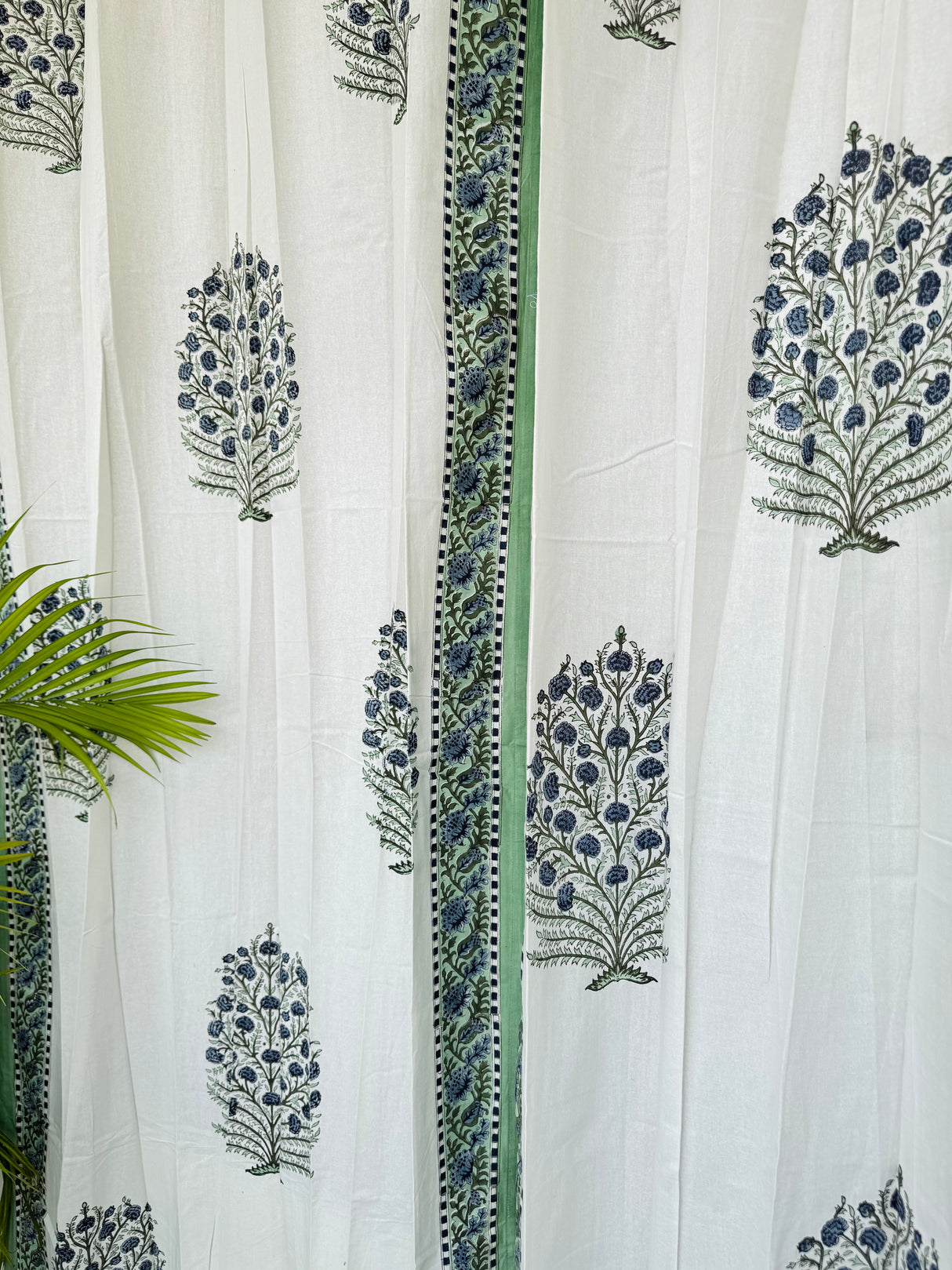 Pair of Pink Blockprint Cotton Curtain (Set of 2)