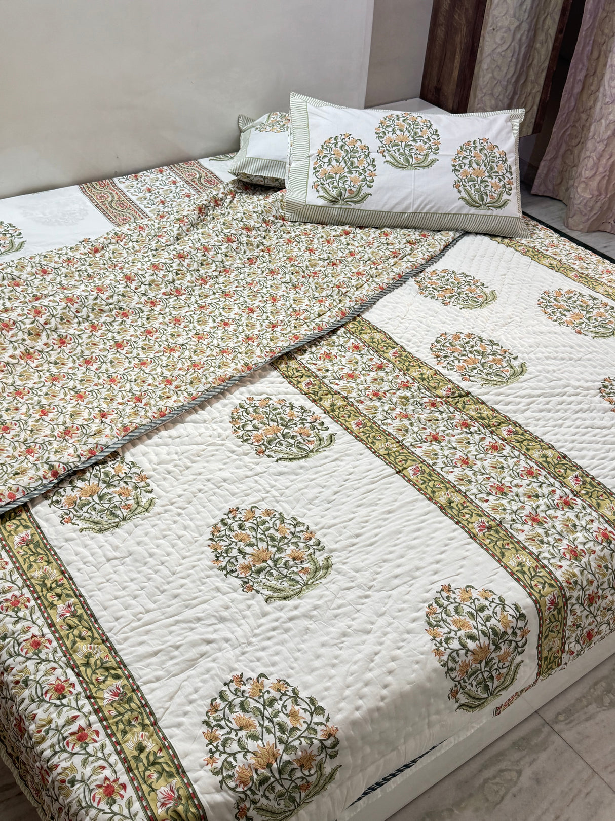 HandBlock Printed Mulmul Reversible Quilt