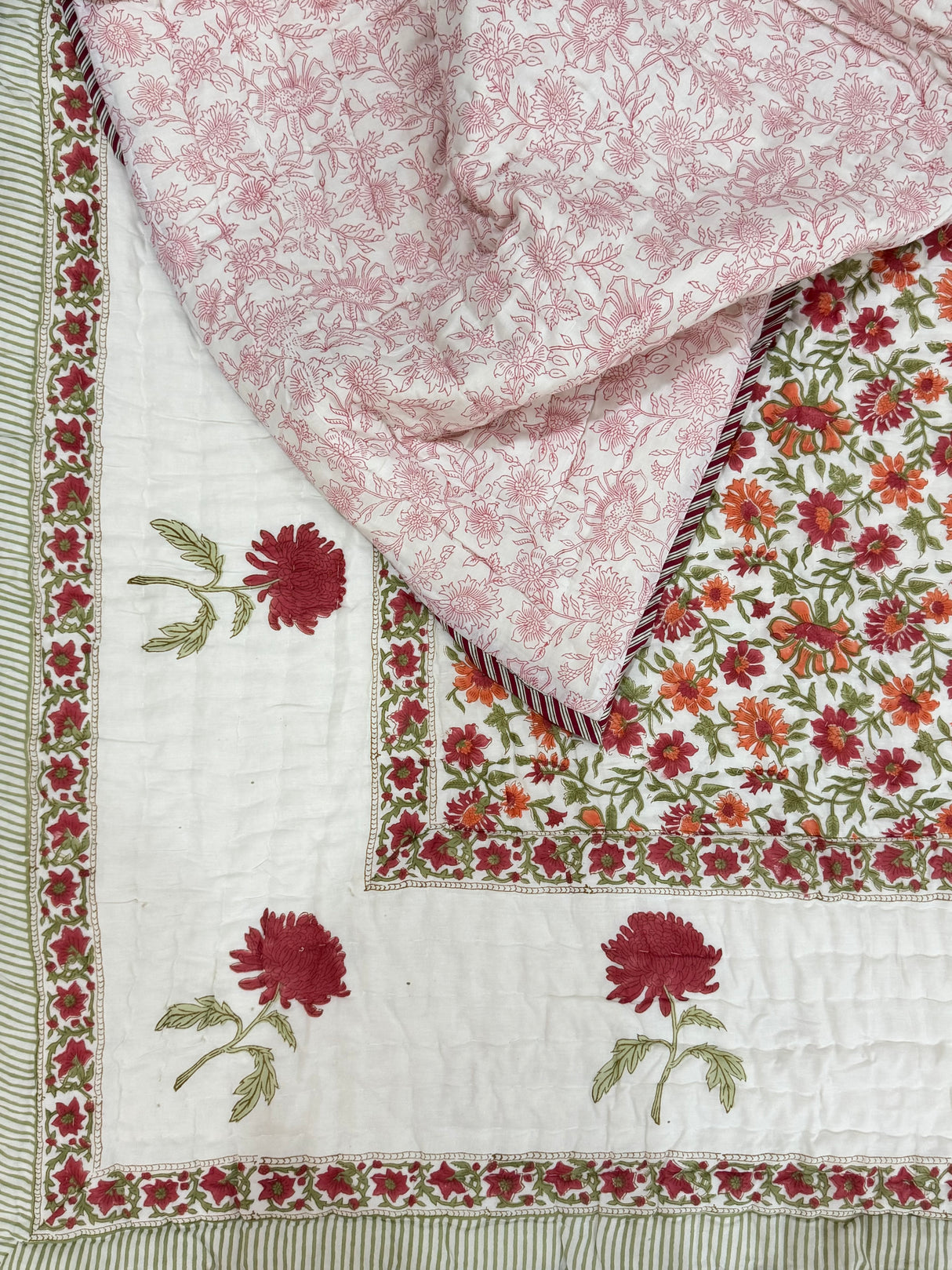 Blockprint Mulmul Reversible Quilt