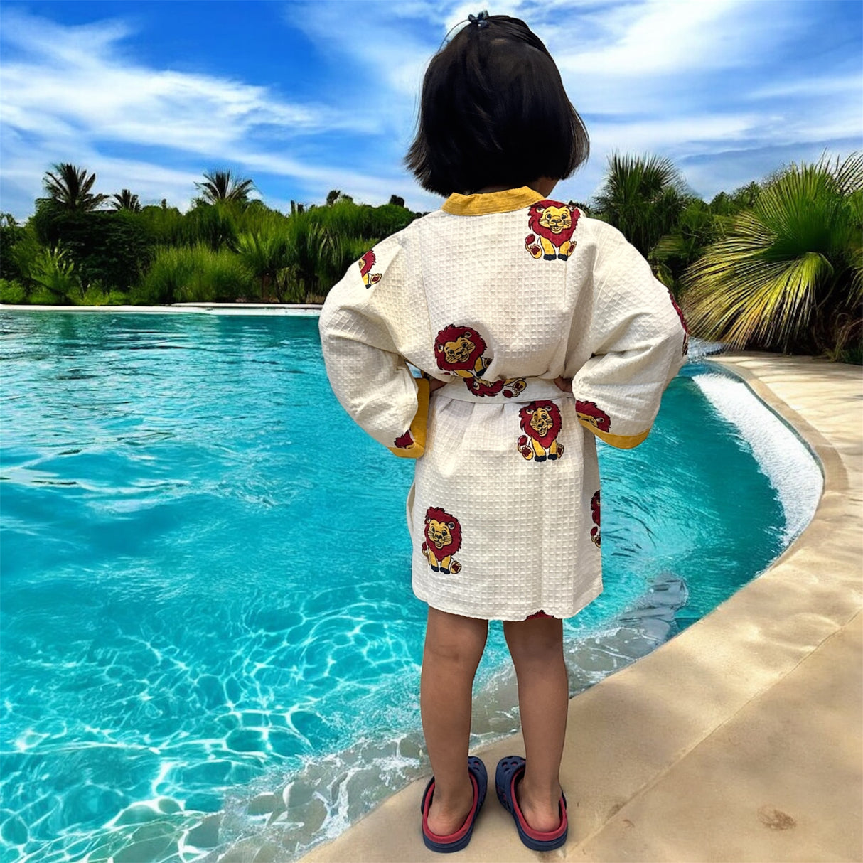 Simba Lion Kids Cotton Waffle Bathrobe